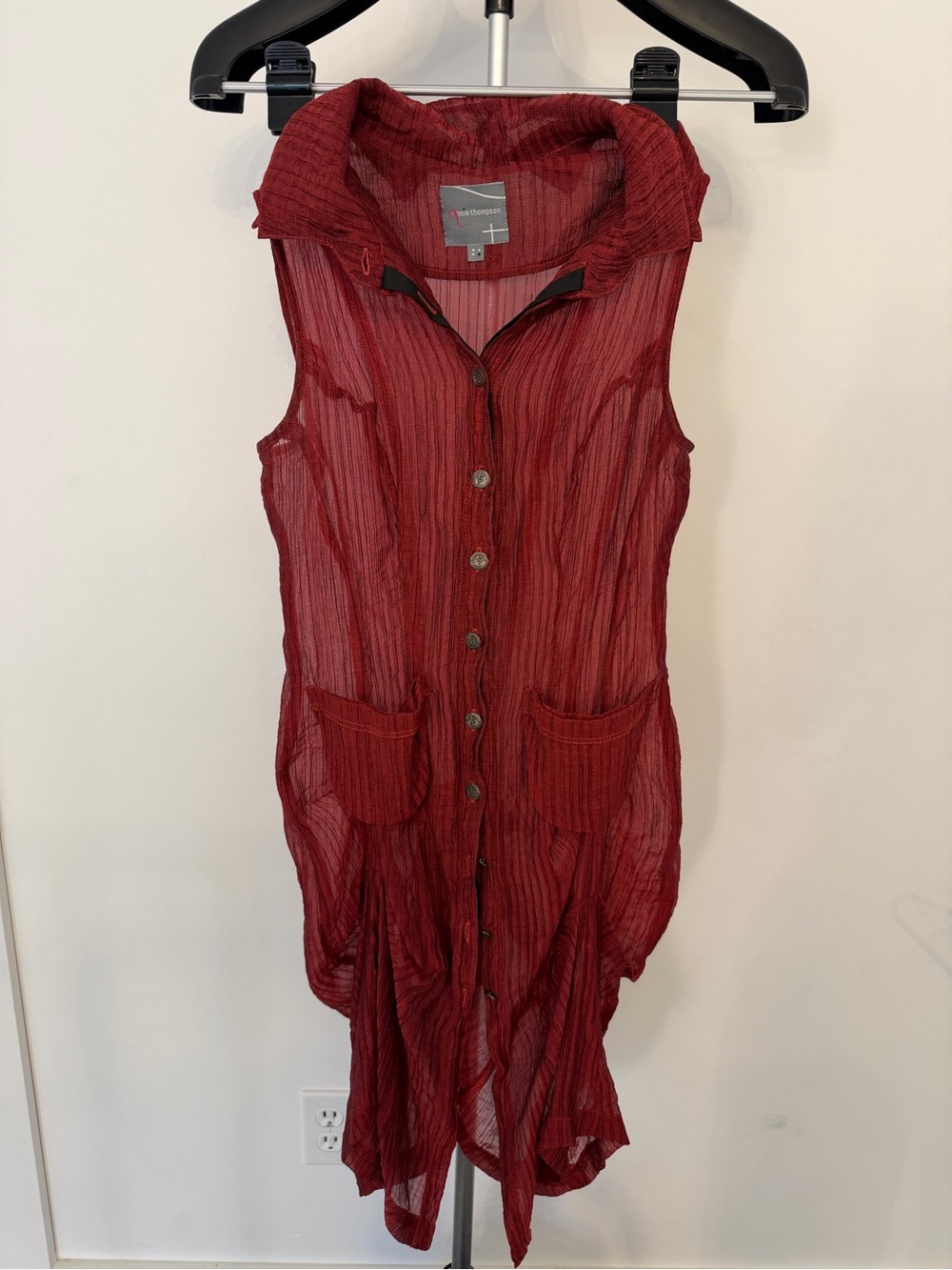 Women's Lightweight Red Sleeveless Sheer Top